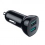 Incarcator Auto, Quick Charge 3.0, 2 x USB, 30 W, 2,4 A, Design Compact, Negru