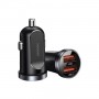 Incarcator Auto Joyroom, Quick Charge 3.0, 2 x USB, 30 W, 5 A, Lumina LED, Corp din Aluminiu, Dimensiuni Reduse, Negru