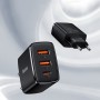 Incarcator Retea Compact Baseus, 30W, 2 X Port USB, Port USB Type-C, 3A, Quick Charge 3.0, Negru
