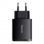 Incarcator Retea Compact Baseus, 30W, 2 X Port USB, Port USB Type-C, 3A, Quick Charge 3.0, Negru