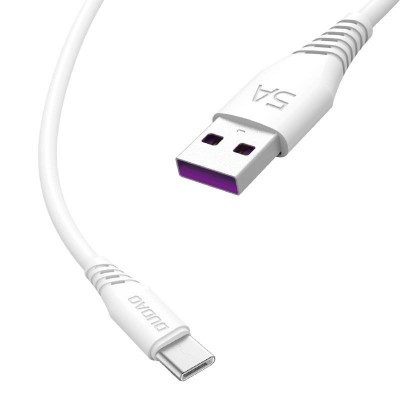 Cablu Dudao USB - USB tip C pentru telefoane, tablete, casti si alte dispozitive, 5A, lungime 2m, alb