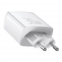 Incarcator retea, Baseus, Compact, USB tip C / 2x USB, 30W, 3A, Alb