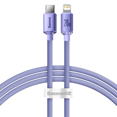 Cablu de date si incarcare Baseus, Fast Charging, USB Type-C - Lightning, 20 W, Lungime 1,2 m, Violet