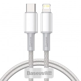 Cablu de incarcare si transfer date Baseus compatibil cu Apple, conector USB tip C, incarcare rapida, 20 W, 1 m, alb
