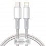 Cablu de incarcare si transfer date Baseus compatibil cu Apple, conector USB tip C, incarcare rapida, 20 W, 1 m, alb