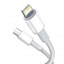 Cablu de incarcare si transfer date Baseus compatibil cu Apple, conector USB tip C, incarcare rapida, 20 W, 1 m, alb