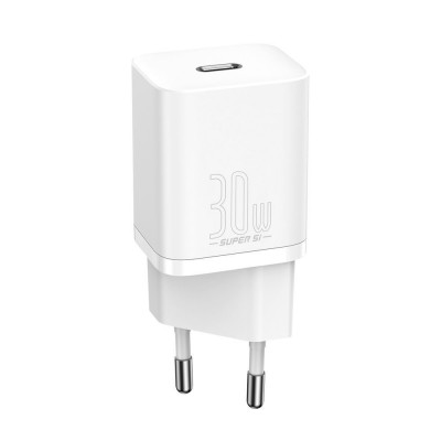 Adaptor Retea Baseus, Super Si Quick Charge, USB Type-C 30W, Alb