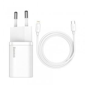 Incarcator retea Baseus compatibil cu Apple, Quick Charge, 20W, 1 X USB Type-C, 1 M, Alb