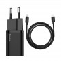 Incarcator Retea Cu Cablu USB Type-C Baseus Super Si, 25W, Lungime 1m, 1 X USB Type-C, Negru