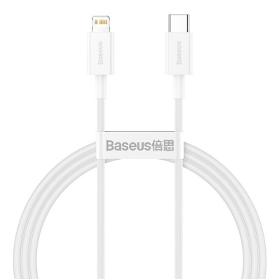 Cablu de date si incarcare USB Type-C compatibil Apple Baseus Superior Series, 20W, Lungime 1m, Alb