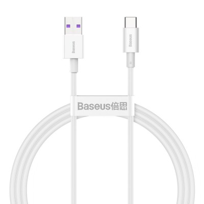 Cablu de date si incarcare USB - USB Type-C Baseus Superior Series, 66W, 6 A, Lungime 1m, Alb