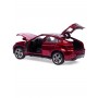 Masina BMW X6 cu usi, capota, portbagaj mobile, lumini faruri si stopuri, sunete motor, scara 1:32, lungime 15 cm, rosu lucios