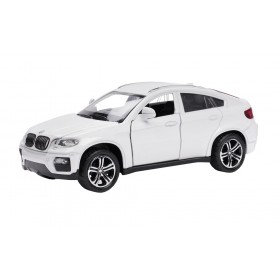 Masina BMW X6 cu usi, capota, portbagaj mobile, lumini faruri si stopuri, sunete motor, scara 1:32, lungime 15 cm, alb lucios