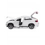Masina BMW X6 cu usi, capota, portbagaj mobile, lumini faruri si stopuri, sunete motor, scara 1:32, lungime 15 cm, alb lucios