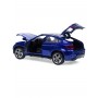 Masina BMW X6 cu usi, capota, portbagaj mobile, lumini faruri si stopuri, sunete motor, scara 1:32, lungime 15 cm, albastru