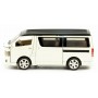 Masina Toyota Hiace cu usi, capota, portbagaj mobile, lumini, sunete, scara 1:32, lungime 16.5 cm, alb lucios