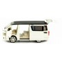 Masina Toyota Hiace cu usi, capota, portbagaj mobile, lumini, sunete, scara 1:32, lungime 16.5 cm, alb lucios