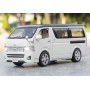Masina Toyota Hiace cu usi, capota, portbagaj mobile, lumini, sunete, scara 1:32, lungime 16.5 cm, alb lucios
