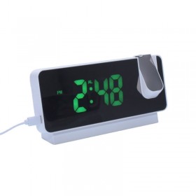 Ceas digital cu LED verde si proiectie elSales ELS-S282A, termometru, calendar, carcasa alba