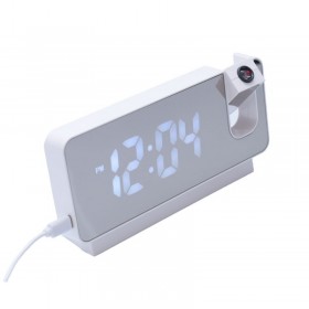 Ceas digital cu LED alb si proiectie elSales ELS-S282A, termometru, calendar, carcasa alba