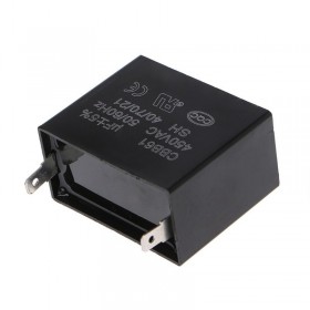 Condensator pornire motor elSales CBB61-2C, putere 3,5 uf, tensiune 450 V, 2 Pini, forma dreptunghi, negru