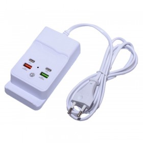 Incarcator rapid cu 2 porturi USB si 2 porturi USB-C Power Delivery elSales ELS-PD400, alb