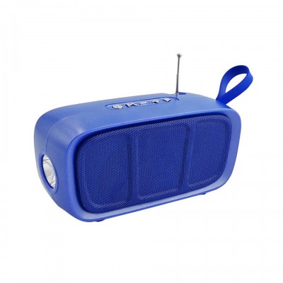 Boxa portabila elSales ELS-615 cu Bluetooth, AUX, USB, cititor card, lanterna, radio FM, incarcare solara, albastru