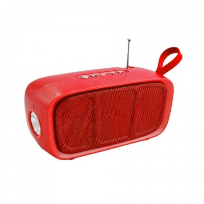 Boxa portabila elSales ELS-615 cu Bluetooth, AUX, USB, cititor card, lanterna, radio FM, incarcare solara, rosu