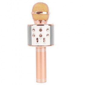 Microfon Karaoke Cu Bluetooth Si Boxa Incorporata , Compatibil cu Orice Smartphone , Acumulator Integrat , Rose Gold